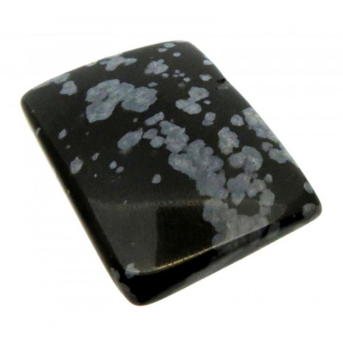 Rectangle 30x22mm Snowflake Obsidian Cabochon 08
