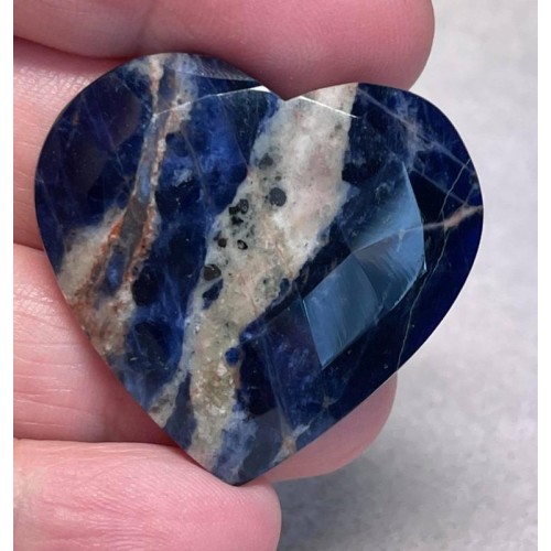 Heart 34x37mm Faceted Sodalite Cabochon 04