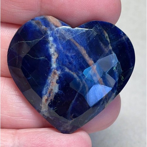 Heart 35x38mm Faceted Sodalite Cabochon 06
