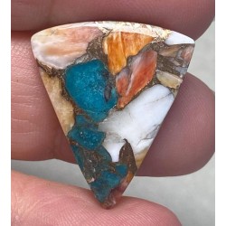 Triangle 26x22mm Spiny Oyster Turquoise Cabochon 49
