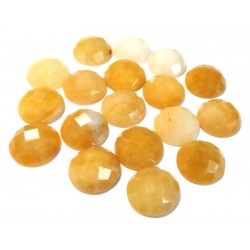 Single Round 16mm Faceted Topaz Jade Cabochon