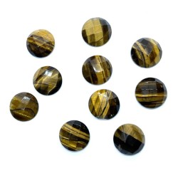 Single Round 20mm Faceted Gold Tigers Eye Cabochon