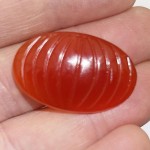 Single Oval 32mm Long Carved Onyx Pumpkin Cabochon