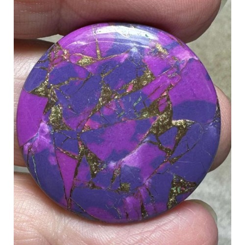 Round 30x30mm Purple Kingman Turquoise in Bronze Cabochon 18