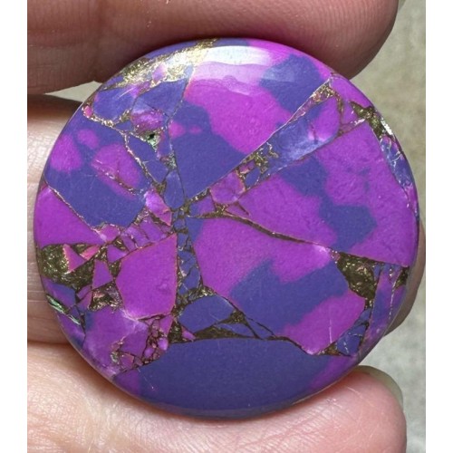 Round 29x29mm Purple Kingman Turquoise in Bronze Cabochon 28