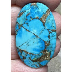 Oval 34x21mm Kingman Turquoise in Bronze Cabochon 02