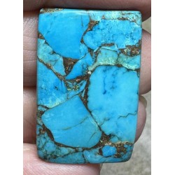 Rectangle 31x20mm Kingman Turquoise in Bronze Cabochon 03