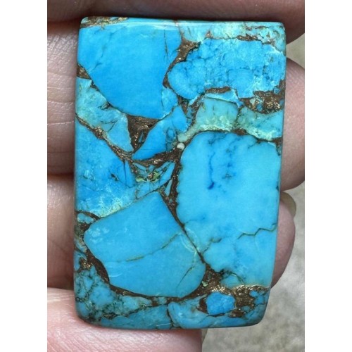 Rectangle 31x20mm Kingman Turquoise in Bronze Cabochon 03