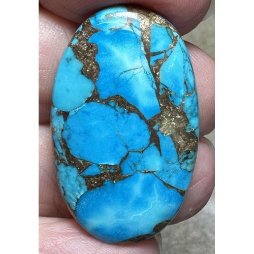 Oval 34x21mm Kingman Turquoise in Bronze Cabochon 04