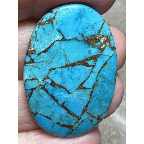 Oval 38x25mm Kingman Turquoise in Bronze Cabochon 05