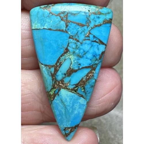 Triangle 37x22mm Kingman Turquoise in Bronze Cabochon 07