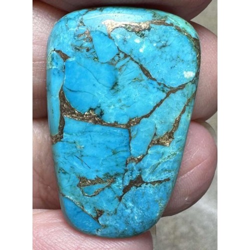 Freeform 30x19mm Kingman Turquoise in Bronze Cabochon 09