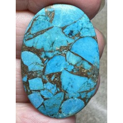 Oval 38x25mm Kingman Turquoise in Bronze Cabochon 10