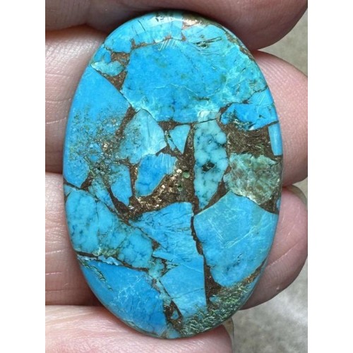 Oval 34x22mm Kingman Turquoise in Bronze Cabochon 12