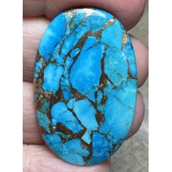 Oval 39x24mm Kingman Turquoise in Bronze Cabochon 13