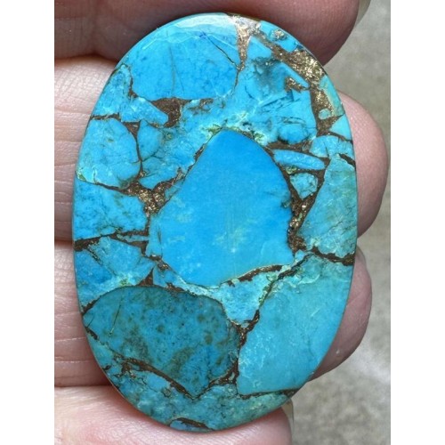 Oval 37x25mm Kingman Turquoise in Bronze Cabochon 14