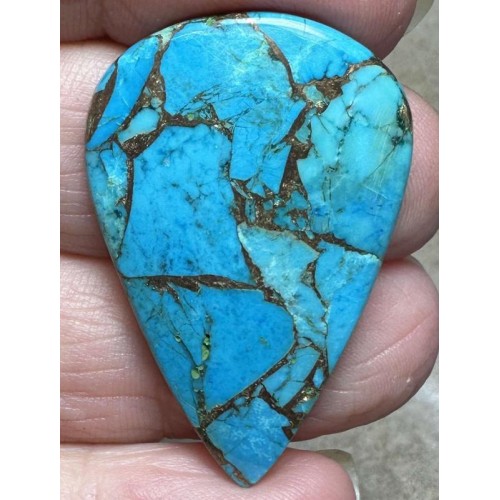 Teardrop 38x25mm Kingman Turquoise in Bronze Cabochon 16