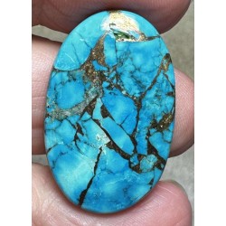 Oval 31x19mm Kingman Turquoise in Bronze Cabochon 18