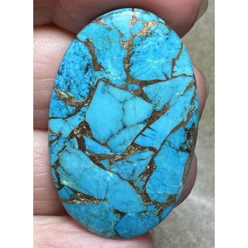 Oval 38x24mm Kingman Turquoise in Bronze Cabochon 19