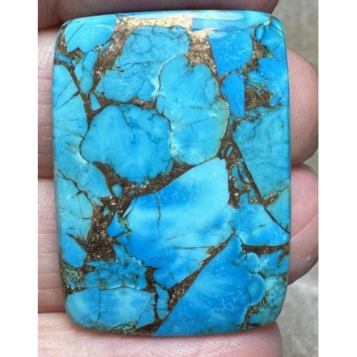 Rectangle 34x25mm Kingman Turquoise in Bronze Cabochon 21