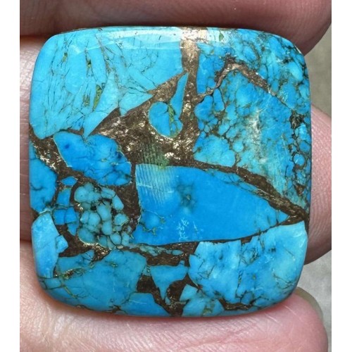 Rectangle 24x23mm Kingman Turquoise in Bronze Cabochon 22