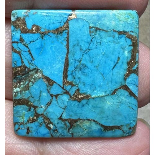 Square 26x26mm Kingman Turquoise in Bronze Cabochon 24