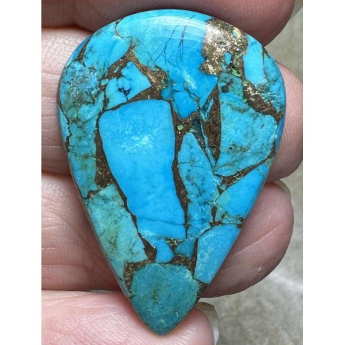 Teardrop 36x24mm Kingman Turquoise in Bronze Cabochon 25