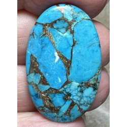 Oval 34x21mm Kingman Turquoise in Bronze Cabochon 28