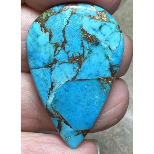 Teardrop 38x24mm Kingman Turquoise in Bronze Cabochon 29