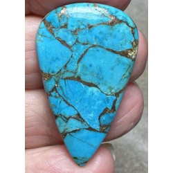 Teardrop 37x22mm Kingman Turquoise in Bronze Cabochon 30