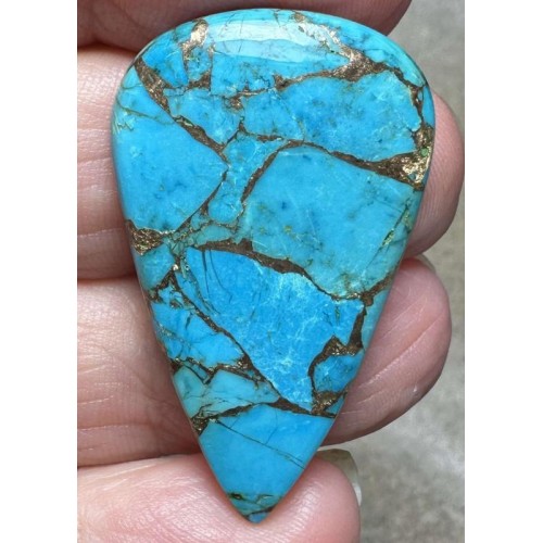 Teardrop 37x22mm Kingman Turquoise in Bronze Cabochon 30