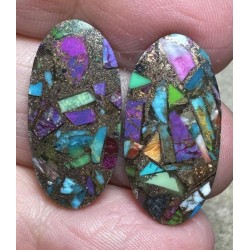 Oval 25x12mm Spiny Oyster Turquoise Cabochon Pair 12