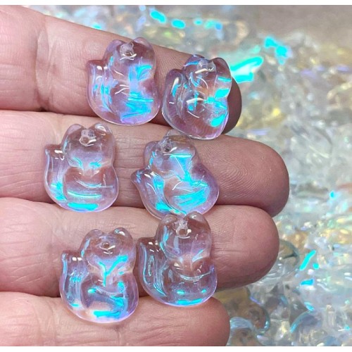 6x Multi Coloured 18mm Glass Fox Beads