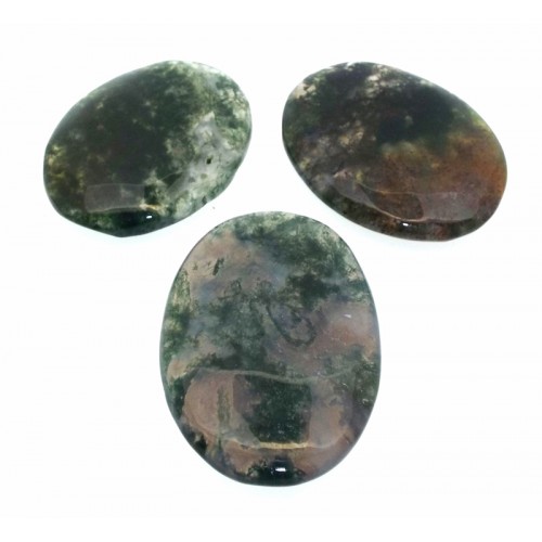 Single Oval 25mm to 30mm Long Green Moss Agate Cabochon