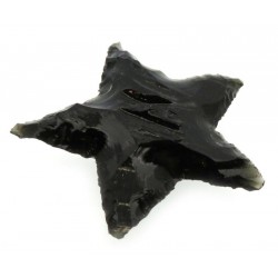 Single Hand Knapped Black Obsidian Star