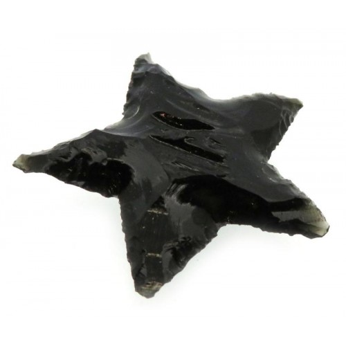 Single Hand Knapped Black Obsidian Star